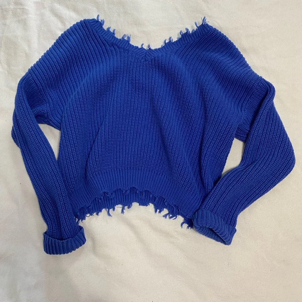 Royal Blue Knit Sweater - Picture 4 of 6